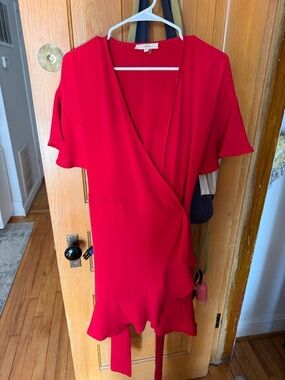 Red Wrap-Style Women's Dress